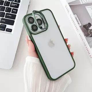 Case Borde Verde Soporte Cámaras Iphone15