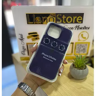 Silicon Case Morado Protector Cámara Iphone15