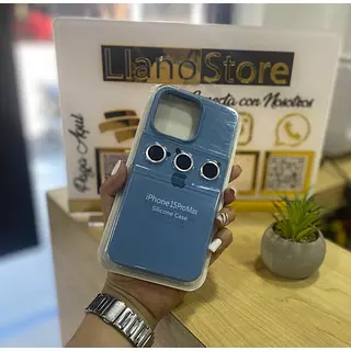Silicon Case Azul Protector Cámara Iphone15pro