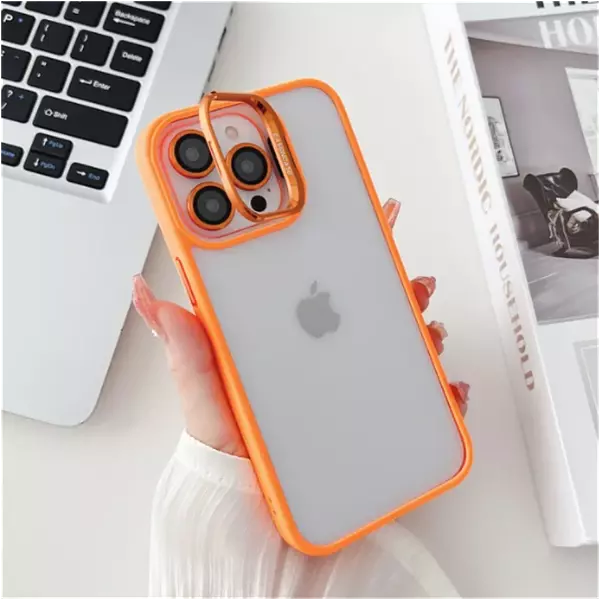 Case Borde Naranja Soporte Protector Cámaras Iphone14pro