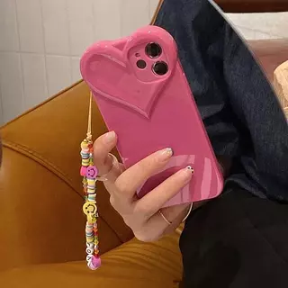 Case Fucsia Corazón Protector Cámaras Iphone13pro+