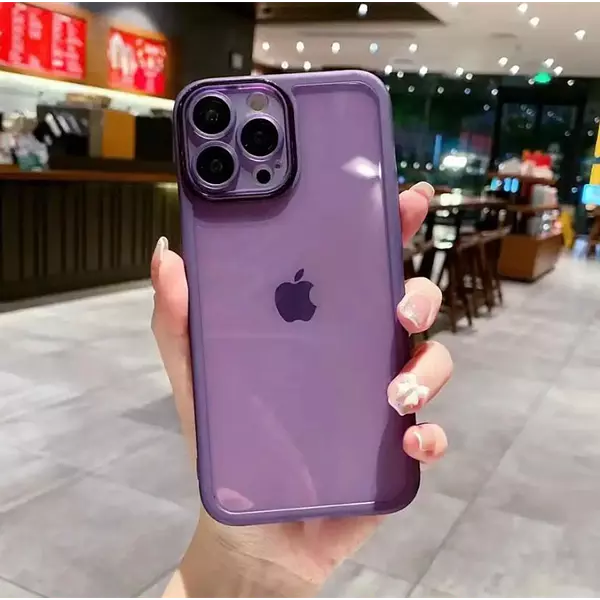 Case Translucido Morado Protector Cámaras Iphone12pro+