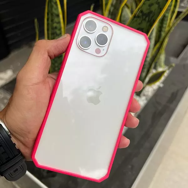 Case Transparente Borde Fucsia Iphone12pro