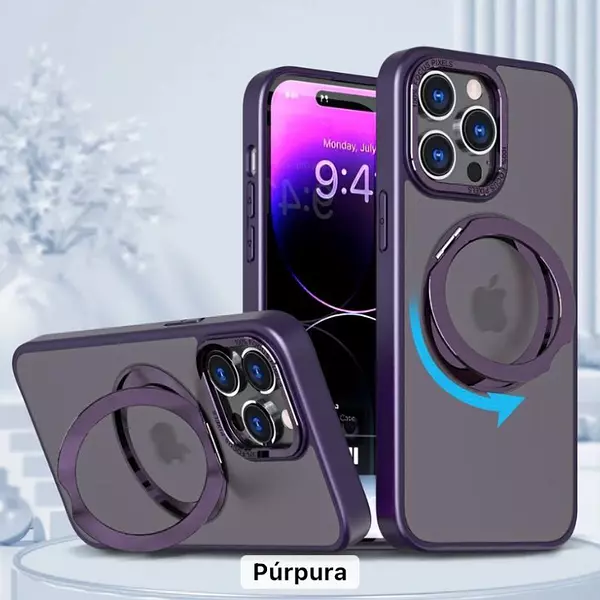 Case Magsafe Borde Morado Mate Soporte Iphone 11