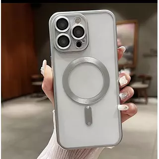 Case Magsafe Plateado Protector Cámaras Iphone 15pro+