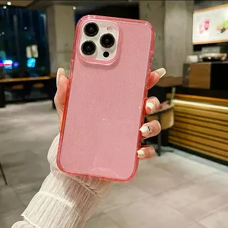 Case Translucido Rosado Escarcha Iphone13