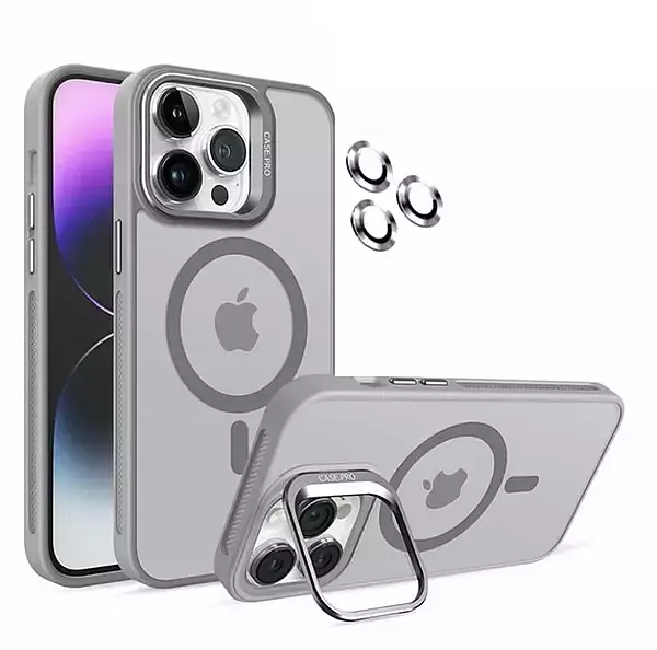 Case Magsafe Gris Mate Soporte Iphone14