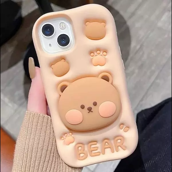 Case 3d Oso Con Popsocket Iphone14