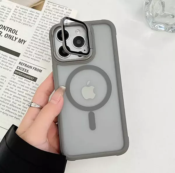 Case Magsafe Mate Borde Gris Protec. Camara Iphone14