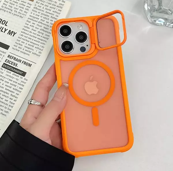 Case Magsafe Mate Borde Naranja Protec. Camara Iphone14