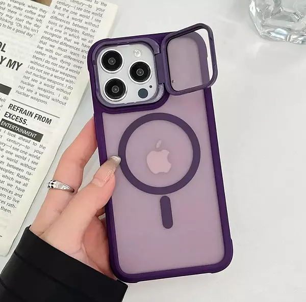 Case Magsafe Mate Borde Morado Protec. Camara Iphone13