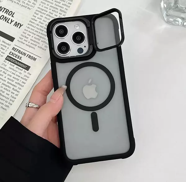 Case Magsafe Mate Borde Negro Protec. Camara Iphone15pro