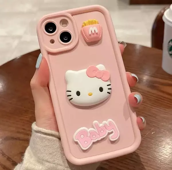 Case Rosado Hello Kitty Apliques Protc. Cámaras Iphone12pro