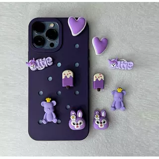 Case Apliques Morado Iphone14pro+
