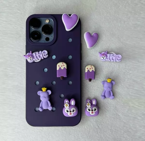 Case Apliques Morado Iphone14pro+