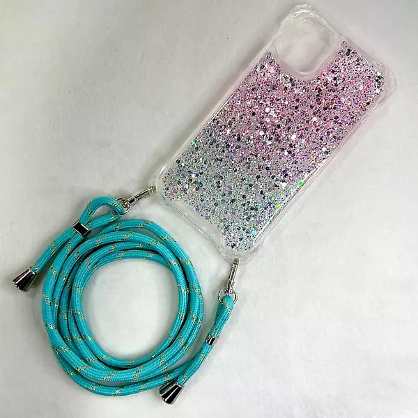 Case De Lujo Brillante Con Strap Azul Para Iphone 11