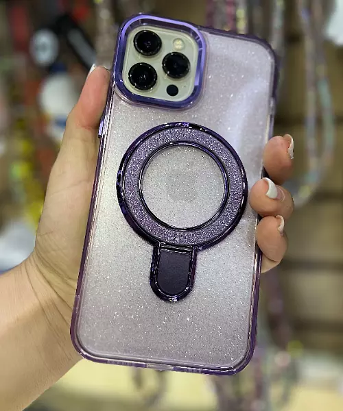 Case Magsafe Escarchado Morado Con Soporte Para Iphone 11