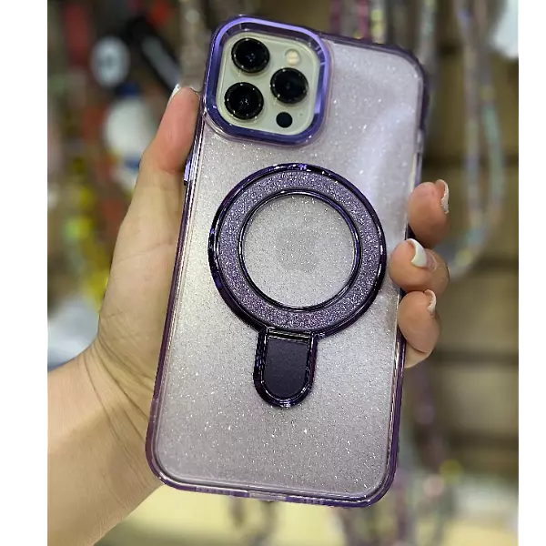 Case Magsafe Escarcha Morado Con Soporte Para Iphone 13