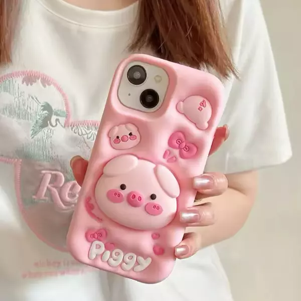 Case Diseño Piggy 3d Con Soporte Iphone 12 Pro+