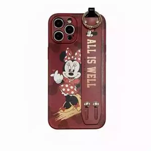 Case Lujo Minnie Soporte + Strap Protector De Camara Iphone 13 Pro+