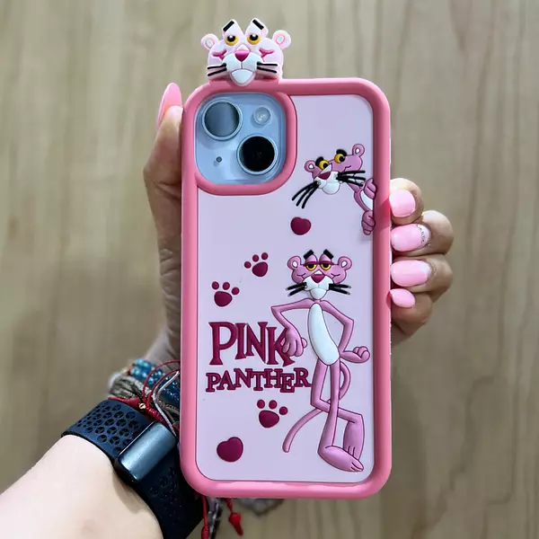 Case Diseño Pantera Rosa 3d Animado Iphone 15 Plus