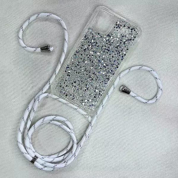 Case De Lujo Brillante Con Strap Blanco Para Iphone 12 Pro+