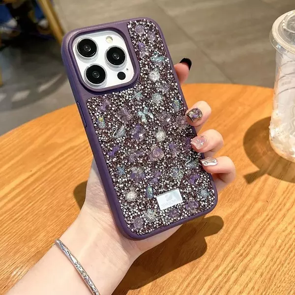 Case Diseño Swarovski Morado Iphone 13