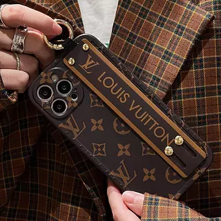 Case Lujo Louis Vuitton Soporte + Strap Protector De Camara Iphone 14 Pro+