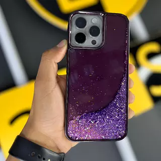 Case Diseño Gliter Agua Antishok Morado Iphone 14pro