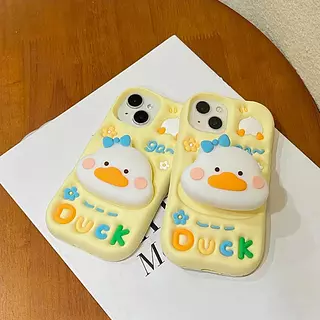 Case Diseño Animado Duck Con Soporte Iphone 12pro