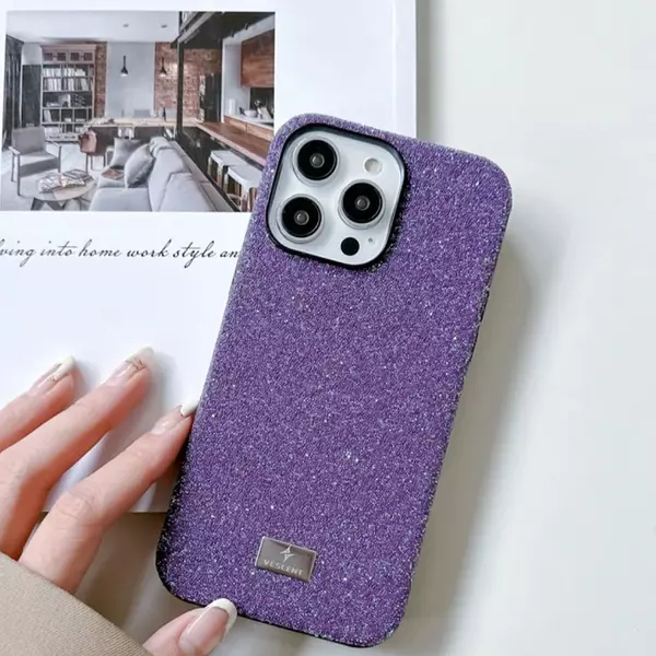 Case Diseño Swarovski Silver Purpura Iphone 12