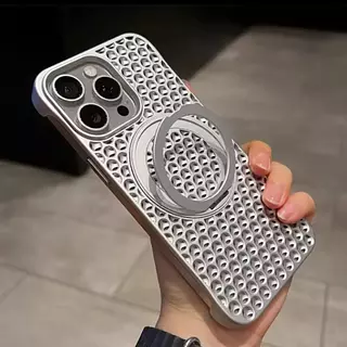 Case Magsafe Plata Disipación Calor + Soporte Iphone 15pro+