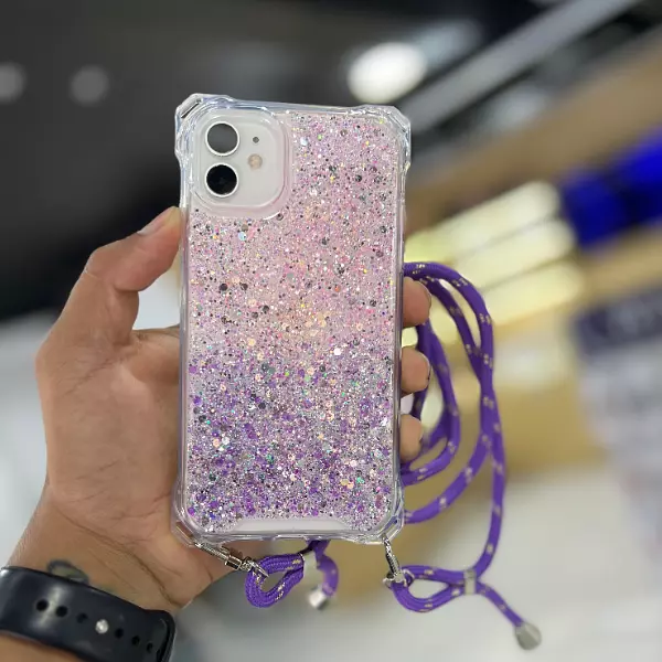 Case Brillante Lentejuelas + Strap Para Iphone 15 Pro+