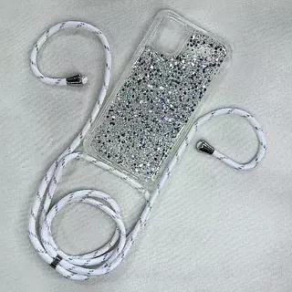 Case De Lujo Brillante Con Strap Blanco Para Iphone 13 Pro+