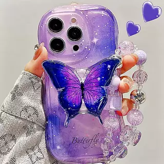 Case Mariposa Morado Popsocket + Strap Iphone 13 Pro+