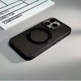 Case Magsafe Borde Negro Mate Soporte Iphone 11