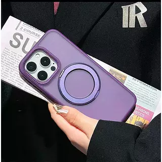 Case Magsafe Borde Morado Mate Soporte Iphone 13pro+