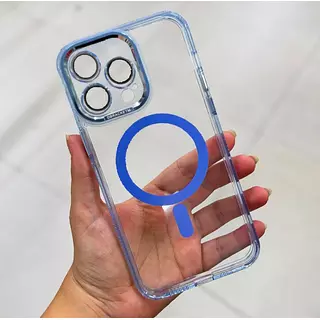 Case Magsafe Azul Claro Protector Cámaras Iphone 13