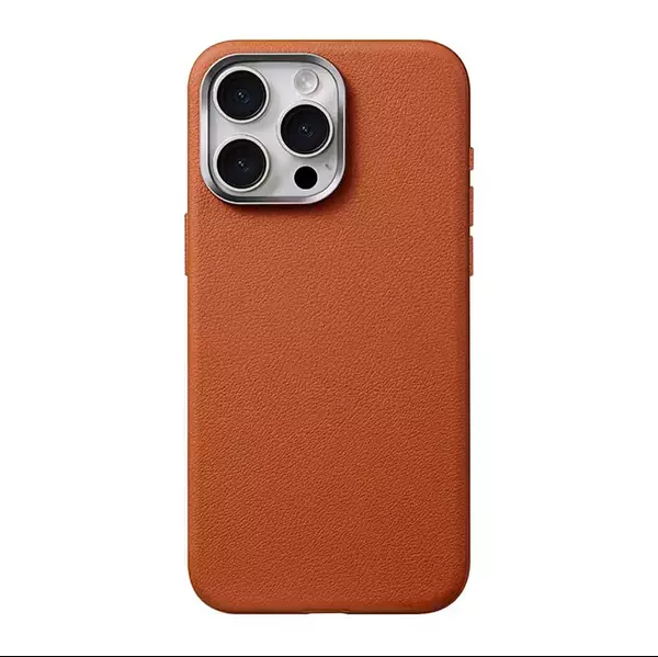 Case Diseño Cuero Magsafe Naranja Iphone 16pro+