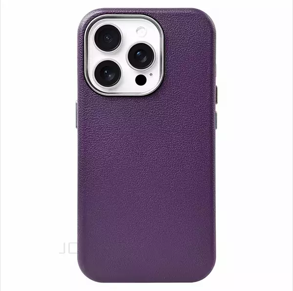 Case Diseño Cuero Magsafe Purpura Iphone 16pro+