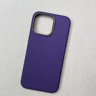 Case Diseño Cuero Magsafe Morado Iphone 14pro+
