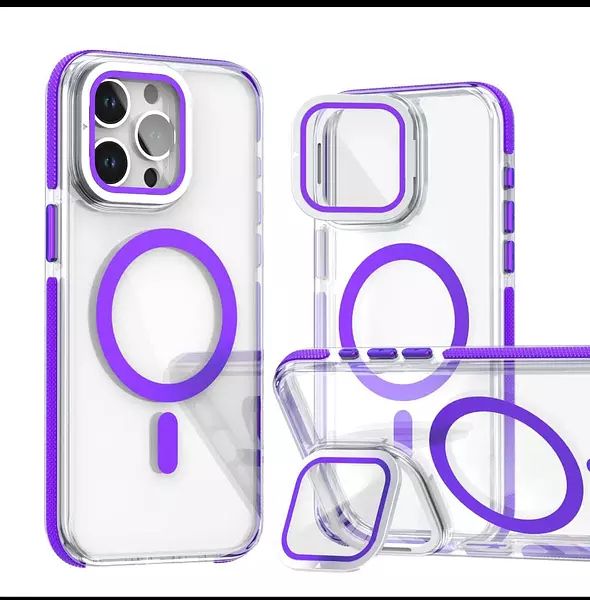 Case Magsafe Con Soporte Morado Iphone 16pro+