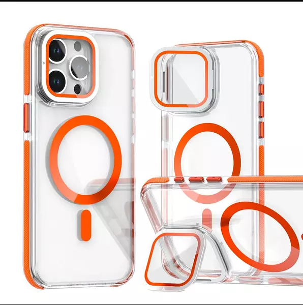 Case Magsafe Con Soporte Naranja Iphone 16pro+