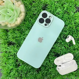 Silicon Case Verde Menta Protector Cámara Iphone 14pro+