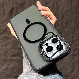 Case Magsafe Borde Negro Soporte Iphone 15