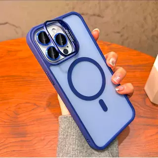 Case Magsafe Azul Mate Soporte Iphone 14pro+