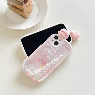 Case Diseño Animado Piggy Agua Glitter Iphone 11