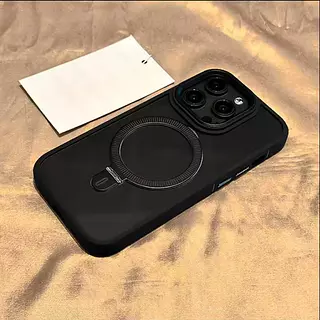 Case Transparente Magsafe Soporte Borde Negro Iphone 11