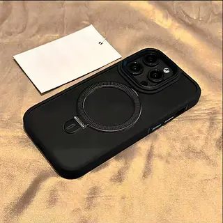 Case Transparente Magsafe Soporte Borde Negro Iphone 15pro+