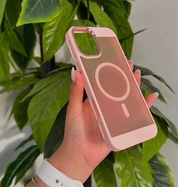 Case Magsafe Borde Rosado Mate Iphone 16pro+